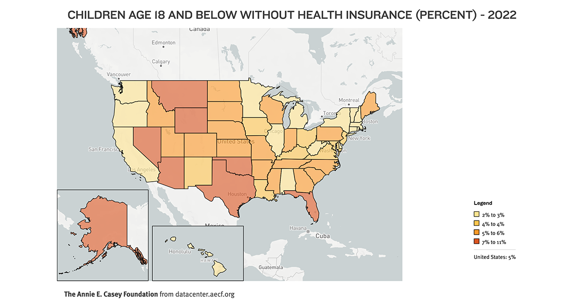 CHILDREN AGE 18 AND BELOW WITHOUT HEALTH INSURANCE IN UNITED STATES