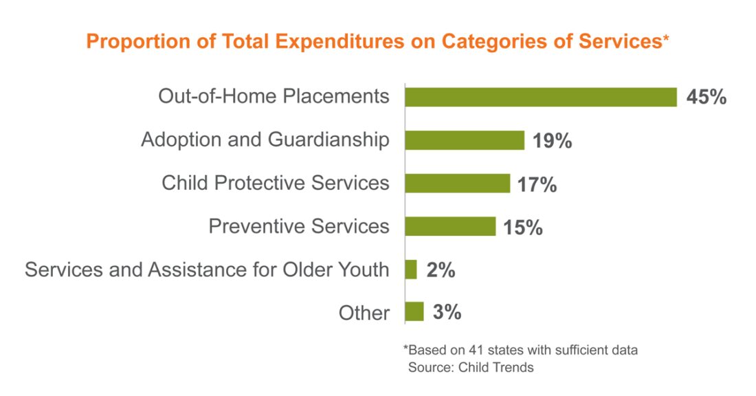 Child welfare expenditures by category of service (2021)