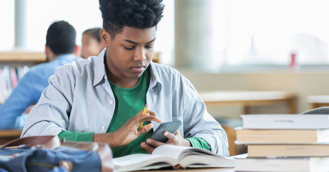 A student works through an assignment.