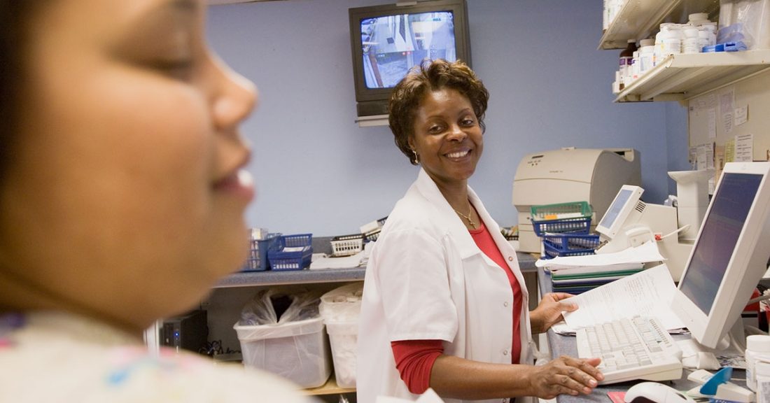 Women working in a healthcare setting