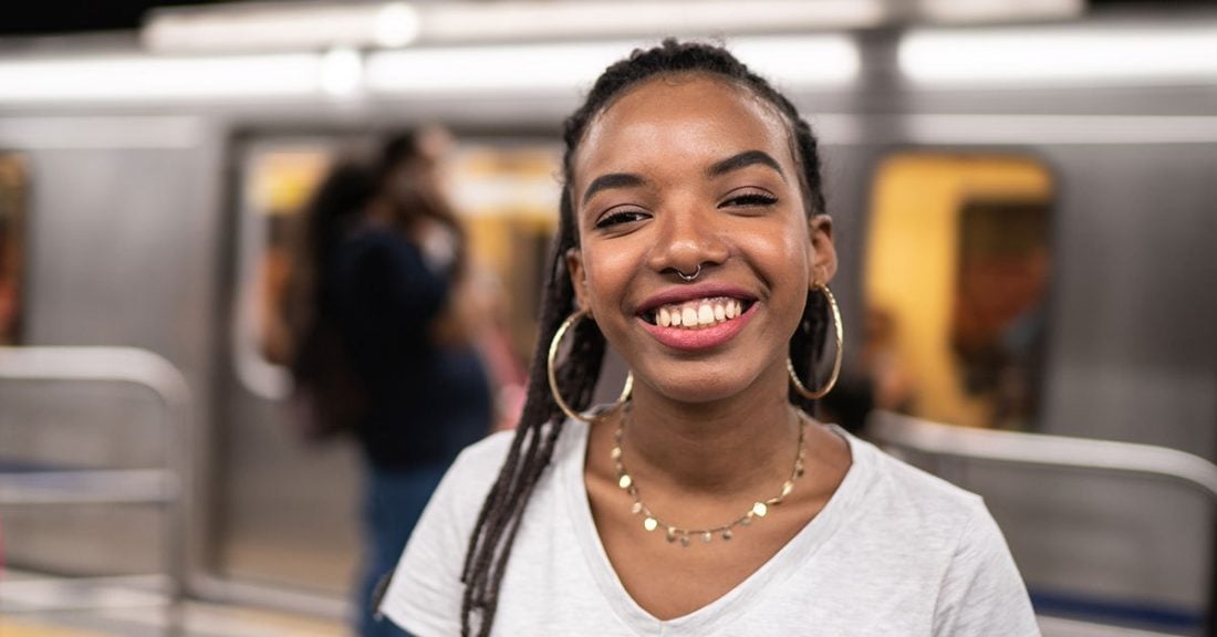 Young woman at a subway station