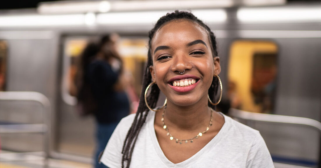 Young woman at a subway station