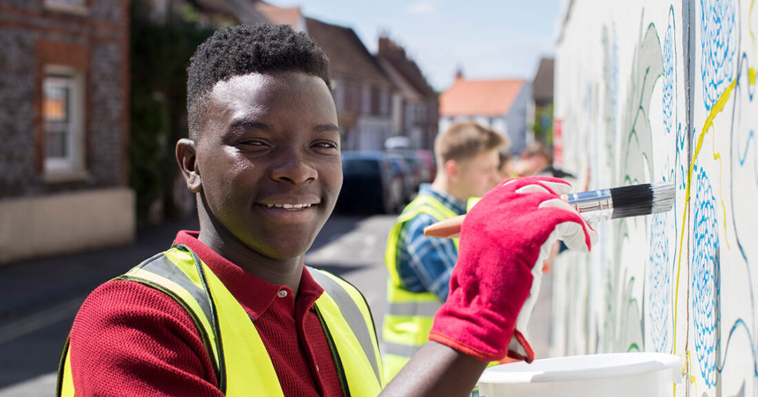 Young person volunteering in the community