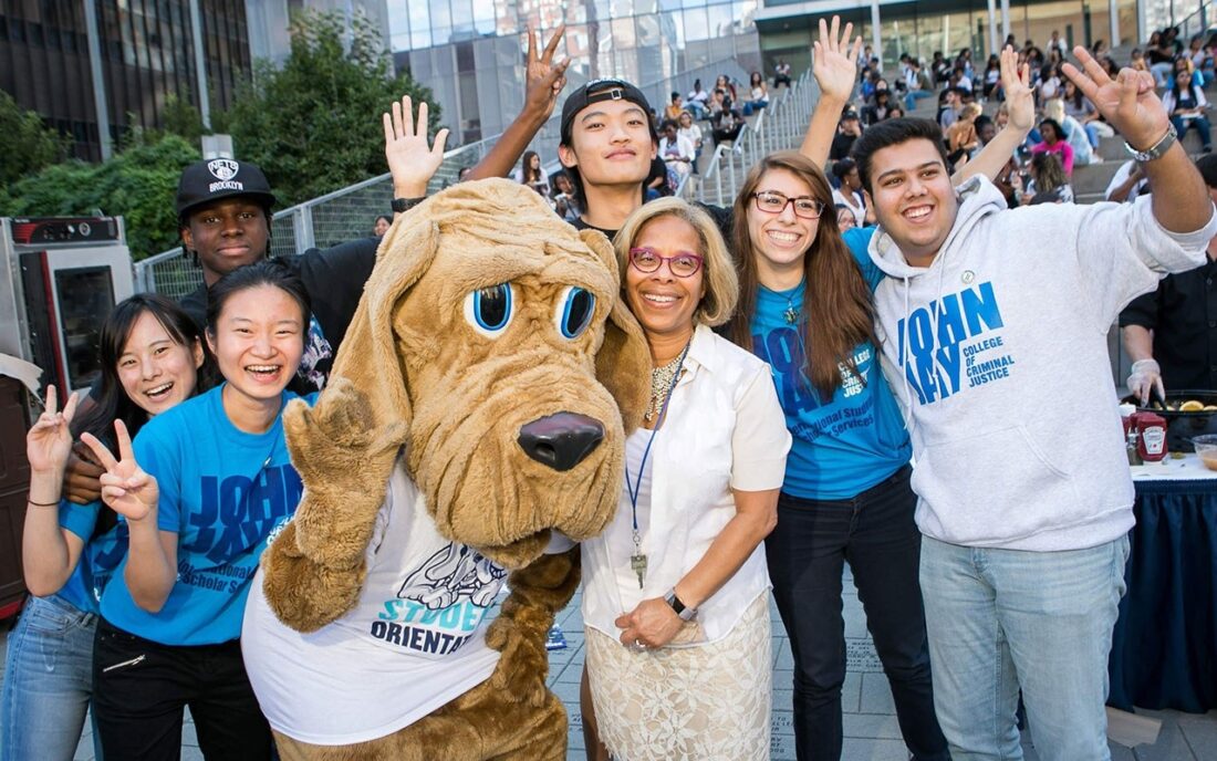 Karol Mason with students at John Jay College