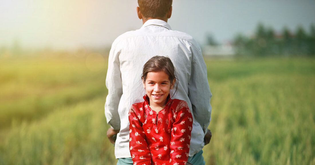 Young girl with father