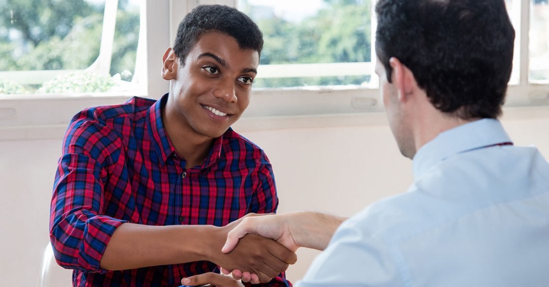 Young person meets a potential employer