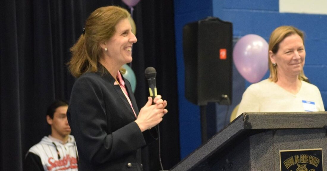 Stephanie Hoopes with the United Way of Northern New Jersey talks at local Job Corps event