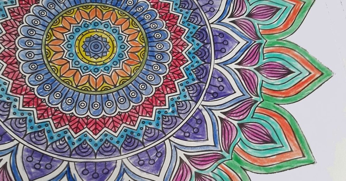 Intricate colored drawing that resembles a flower