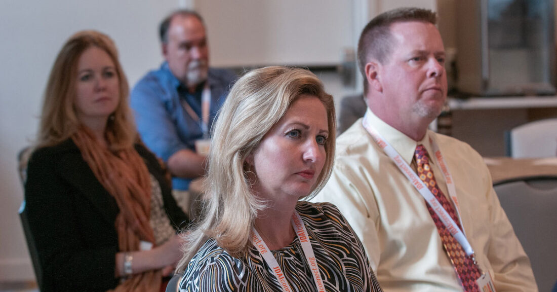 Adults participate in a training session