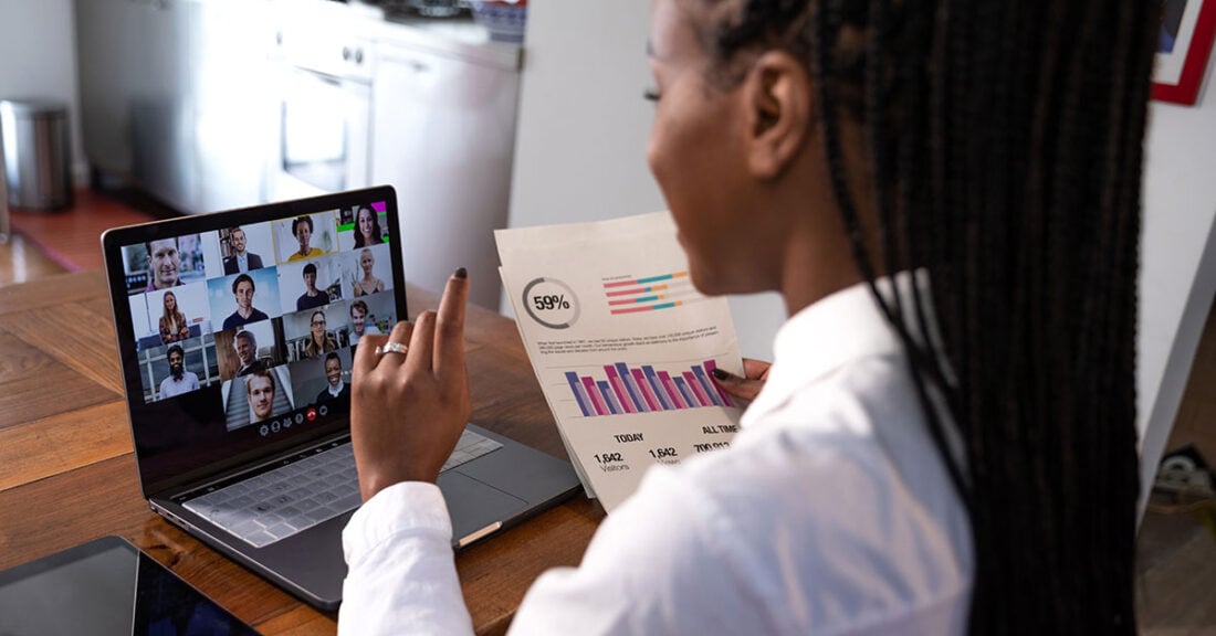 Young person attending a meeting online