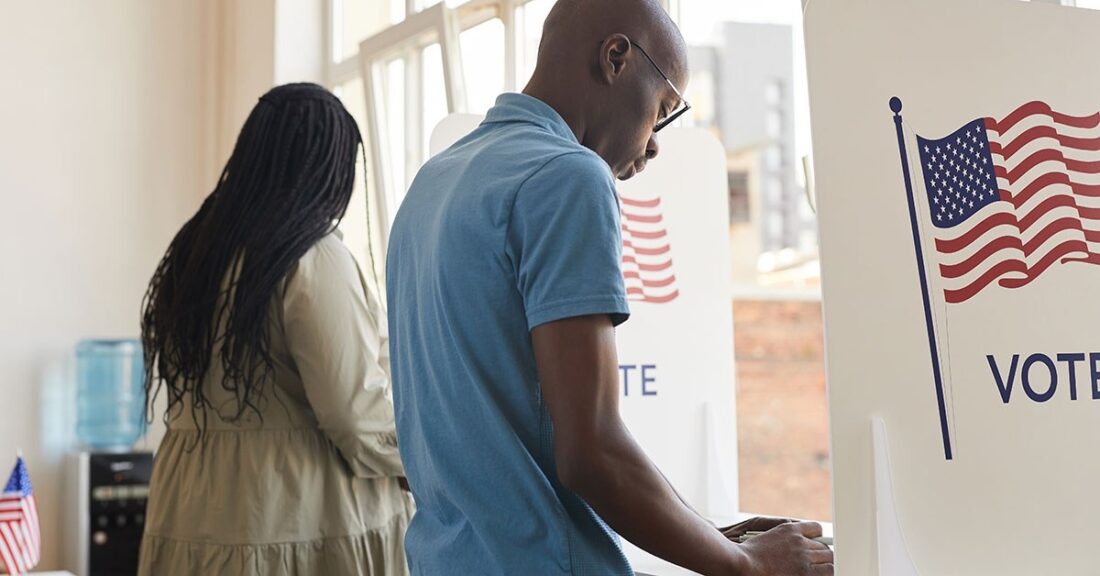 Young people at voting booths