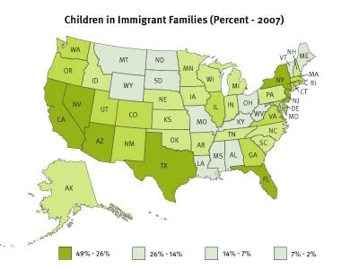 Aecf Childrenin Immigrant Families Fact Sheets map