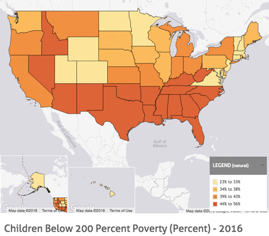 Children below 200 percent of poverty