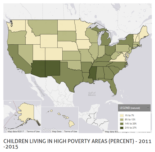 Children living in high poverty areas