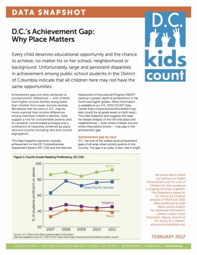 Aecf Data Snapshot D C Achievement Gap Why Place Matters cover