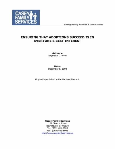 Aecf Ensuring Adoptions Succeed Everyones Best Interest cover