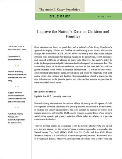 Aecf Issue Brief Dataon Children Families 2009 pdf 1
