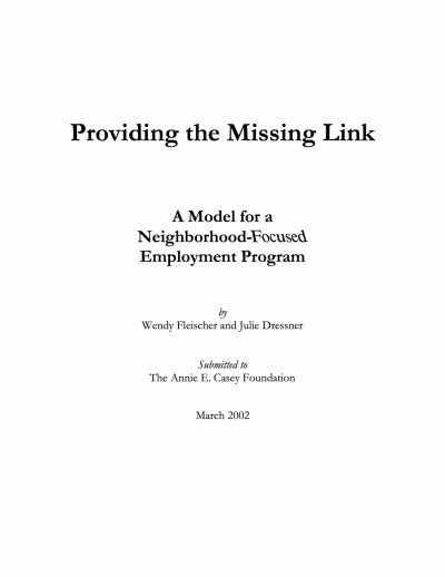 Aecf Providing Missing Link Model Neighborhood Focused Employment cover