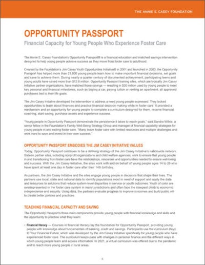 Cover image of Opportunity Passport overview document