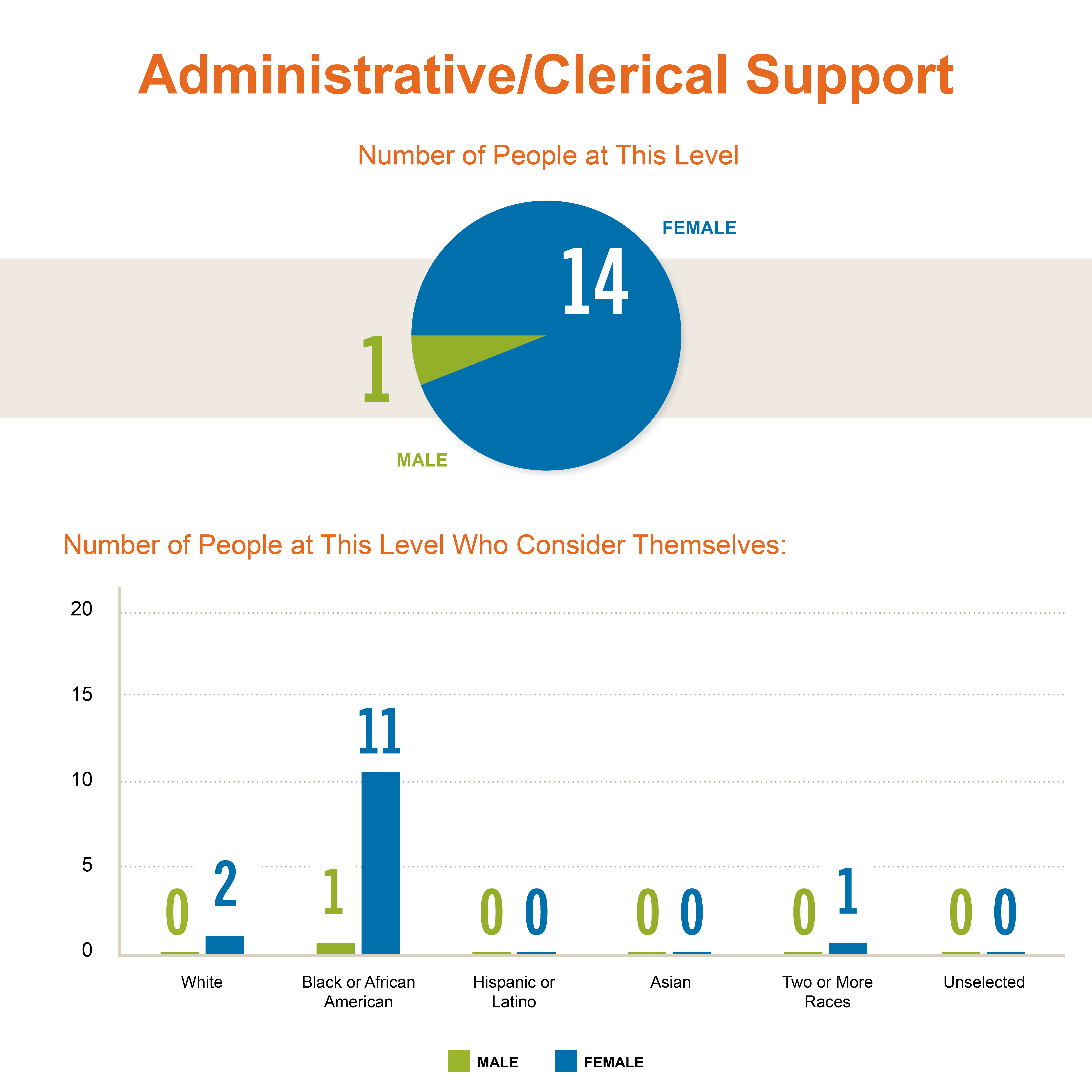 Administrative/clerical support, number of people at this level